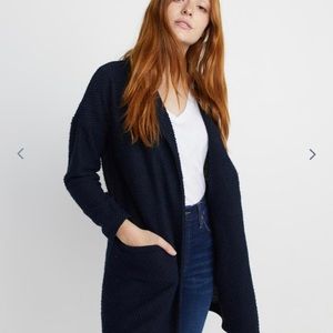 MARINE LAYER Birdseye Sweater Coat in Navy Blue